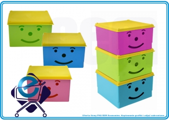 Uśmiechnięty, wesoły, kwadrat. POJEMNIK 30x30x18cm