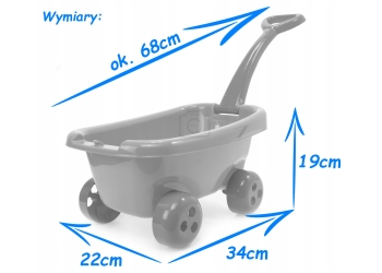 DZIECIĘCY WÓZEK z rączką do ciągnięcia z zestawem do piasku 10 elem. POLSKI