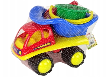 SAMOCHÓD WYWROTKA z kompletem mini do piaskownicy Koniczynka 8 el. - HEMAR