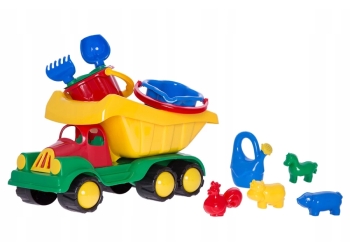 Samochód duży wywrotka z kompletem mini Dwa wiaderka 10 elem dla dzieci