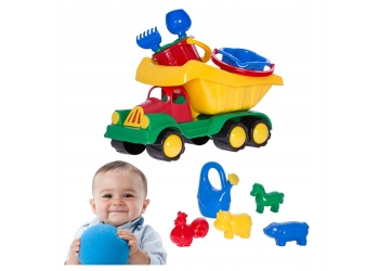 Samochód duży wywrotka z kompletem mini Dwa wiaderka 10 elem dla dzieci