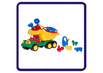 Samochód duży wywrotka z kompletem mini Dwa wiaderka 10 elem dla dzieci