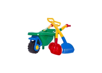 DUŻA TACZKA OGRODOWA dla dzieci do piasku Łopata Grabie, solidna, polska