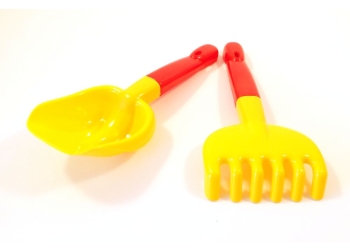 WÓZEK z RĄCZKĄ do ciągnięcia + ŁOPATKA i GRABKI