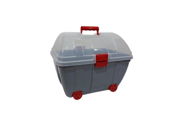 POJEMNIK KUFEREK z kółkami na zabawki C. SZARY