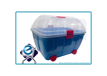 POJEMNIK KUFEREK z kółkami na zabawki NIEBIESKI