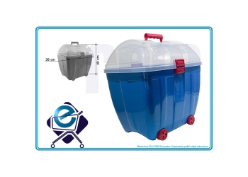 DUŻY POJEMNIK KUFEREK kółka, na zabawki NIEBIESKI