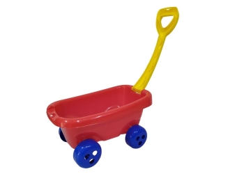 WÓZEK z RĄCZKĄ do ciągnięcia + ŁOPATKA i GRABKI